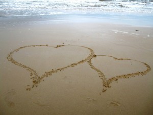 Two hearts in the sand